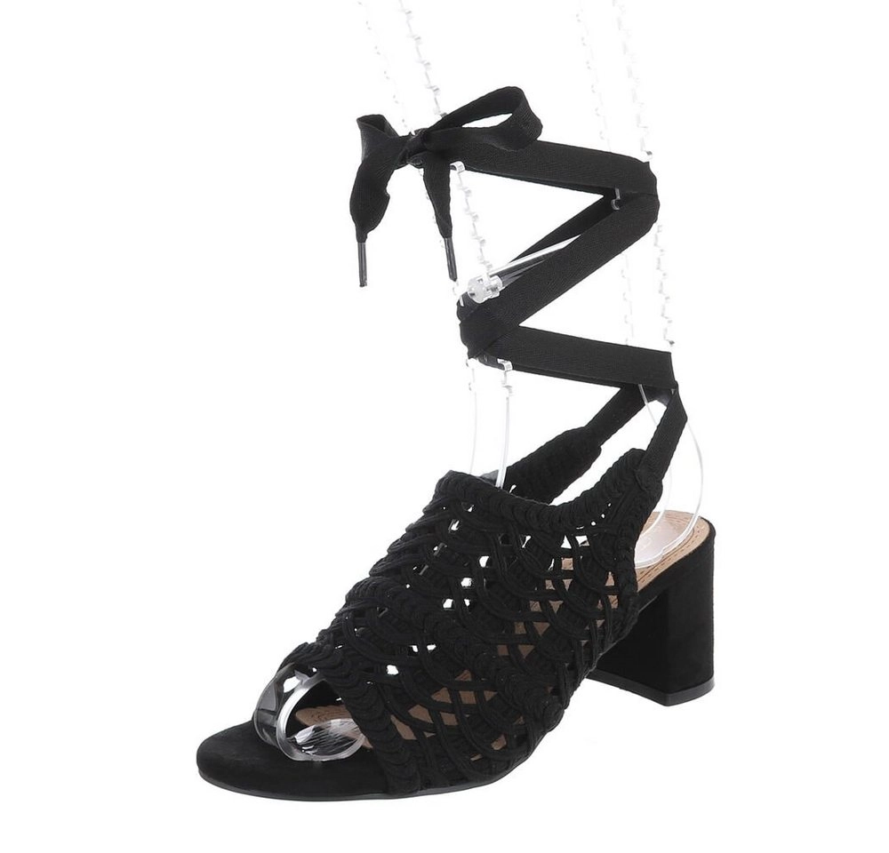 Ital-Design »Damen Boho/Hippie« Sandalette Keilabsatz/Wedge Keilsandaletten in Schwarz