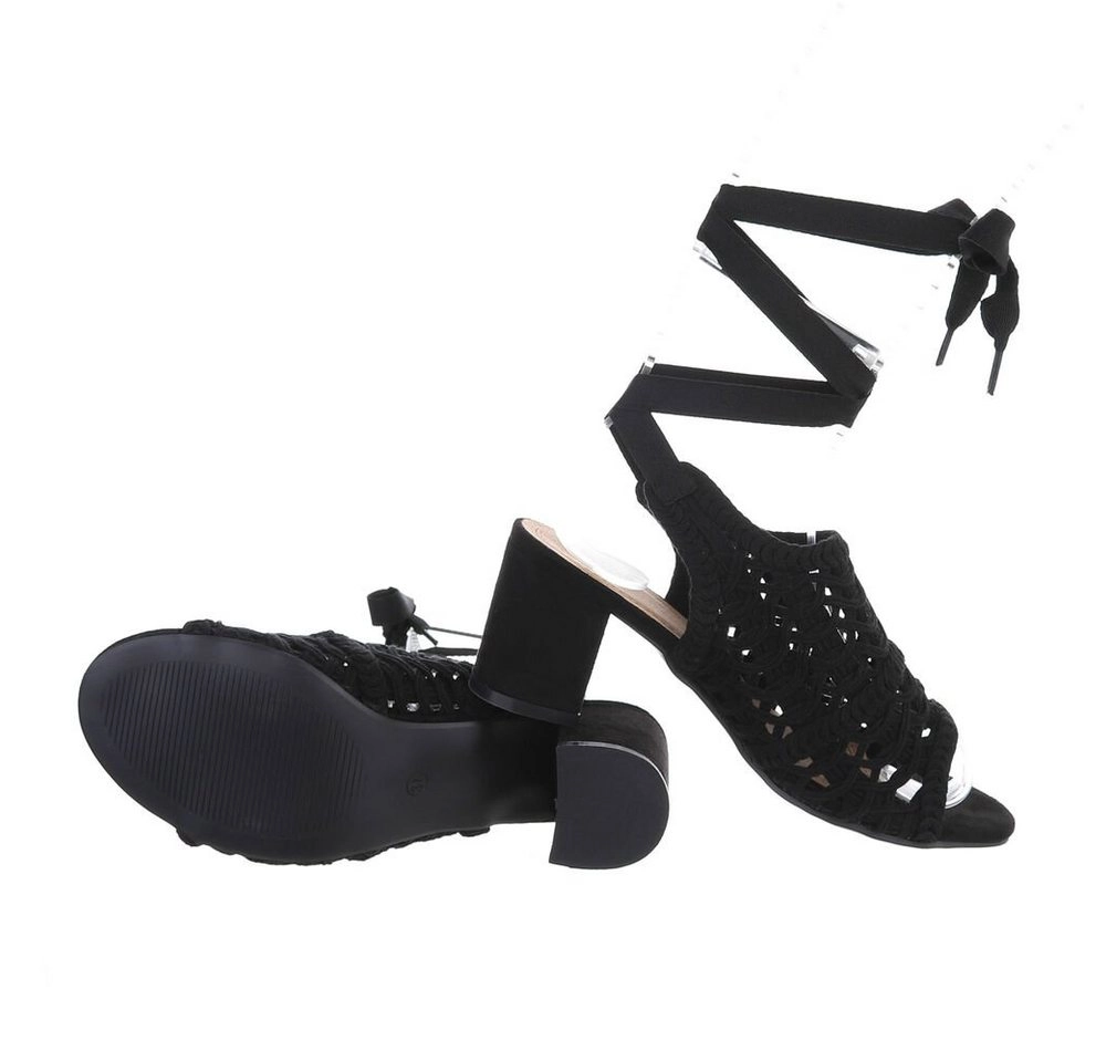 Ital-Design »Damen Boho/Hippie« Sandalette Keilabsatz/Wedge Keilsandaletten in Schwarz