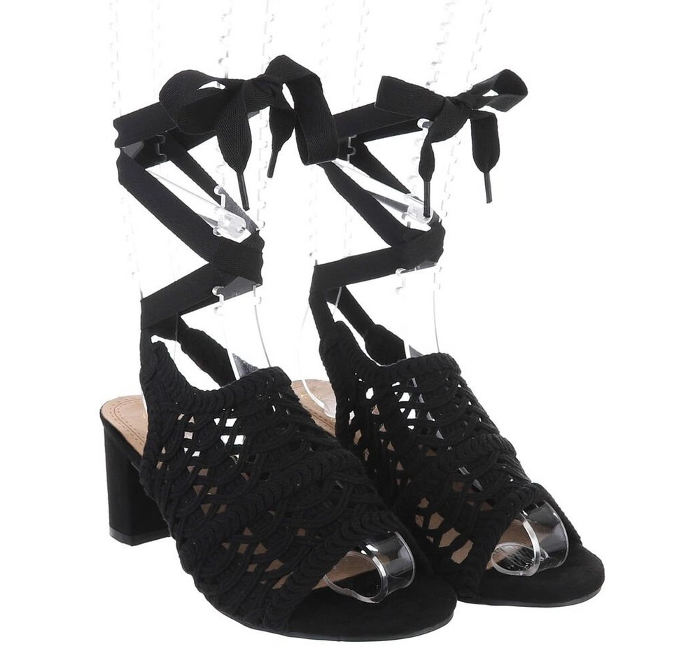 Ital-Design »Damen Boho/Hippie« Sandalette Keilabsatz/Wedge Keilsandaletten in Schwarz