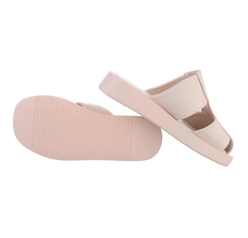 Ital-Design »Damen Mules Freizeit« Sandalette Flach Pantoletten in Beige