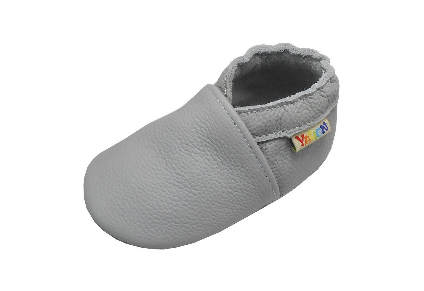 Yalion »Weiche Leder Lauflernschuhe Hausschuhe Lederpuschen Hell Grau 100% Leder« Krabbelschuh