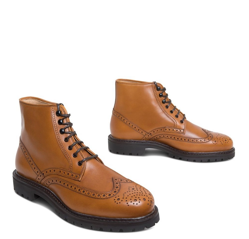 lászló Budapest »Peter Rahmengenähter Full-Brogue Derby Boot« Schnürstiefelette handgefertigt in eigener Manufaktur