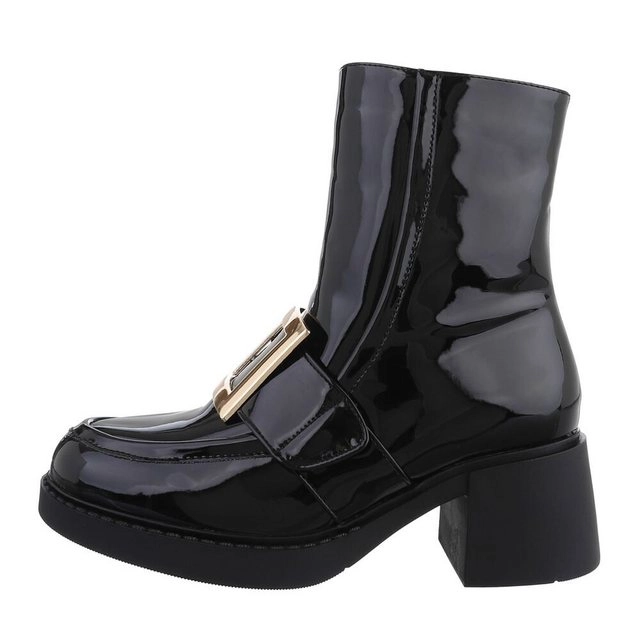 Ital-Design »Damen Freizeit« Stiefelette Blockabsatz Klassische Stiefeletten in Schwarz