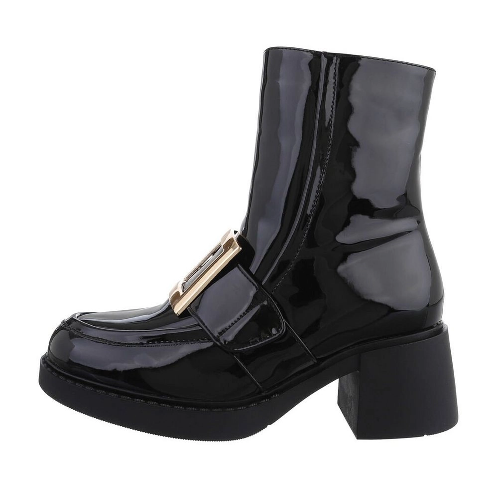 Ital-Design »Damen Freizeit« Stiefelette Blockabsatz Klassische Stiefeletten in Schwarz