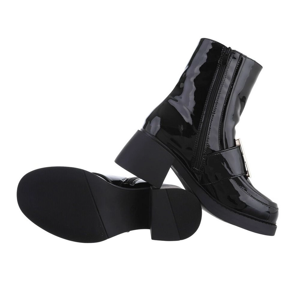 Ital-Design »Damen Freizeit« Stiefelette Blockabsatz Klassische Stiefeletten in Schwarz