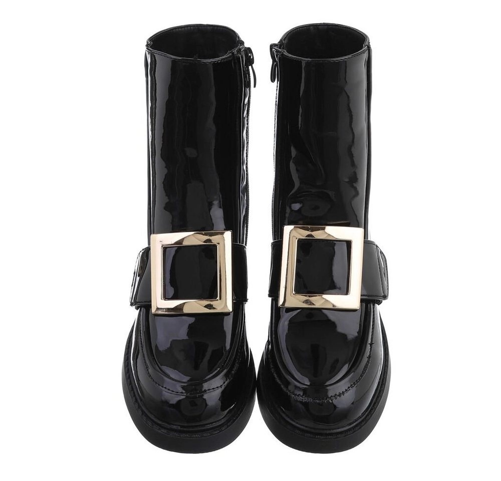 Ital-Design »Damen Freizeit« Stiefelette Blockabsatz Klassische Stiefeletten in Schwarz
