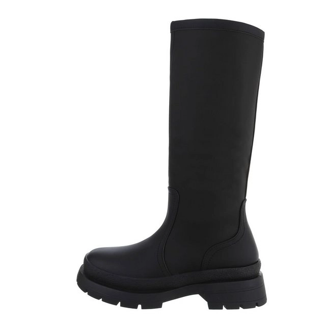 Ital-Design »Damen Freizeit« Stiefel Blockabsatz Plateaustiefel in Schwarz