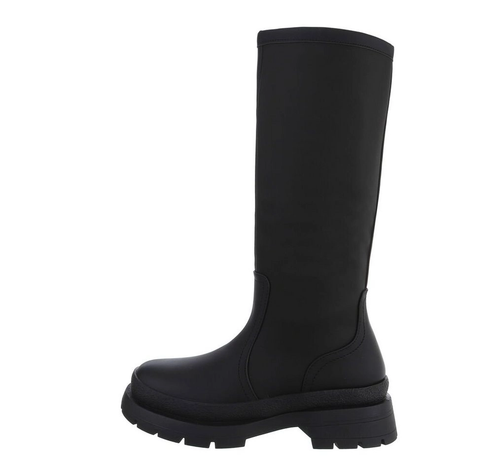 Ital-Design »Damen Freizeit« Stiefel Blockabsatz Plateaustiefel in Schwarz