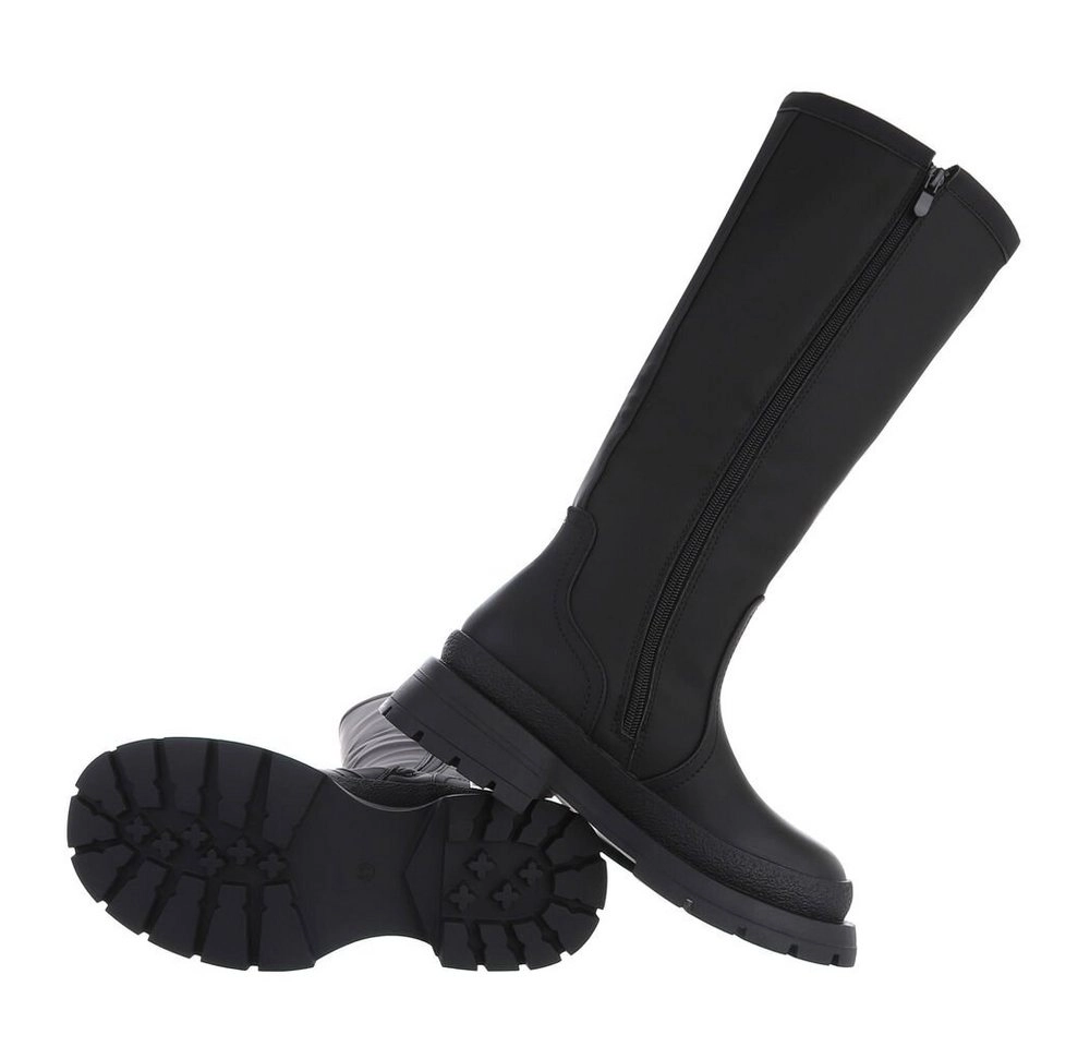 Ital-Design »Damen Freizeit« Stiefel Blockabsatz Plateaustiefel in Schwarz