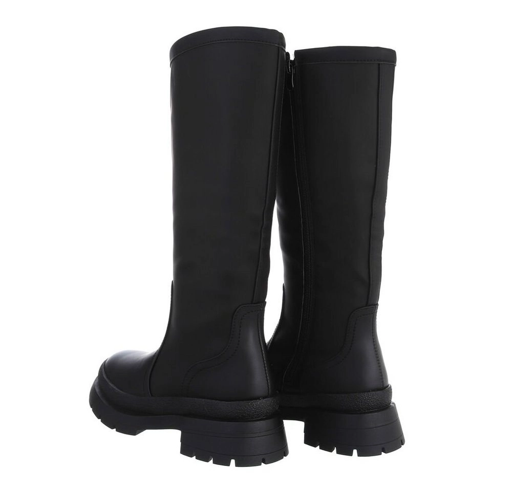 Ital-Design »Damen Freizeit« Stiefel Blockabsatz Plateaustiefel in Schwarz
