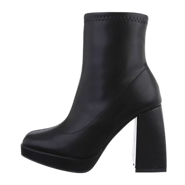 Ital-Design »Damen Freizeit« Stiefelette Blockabsatz High-Heel Stiefeletten in Schwarz