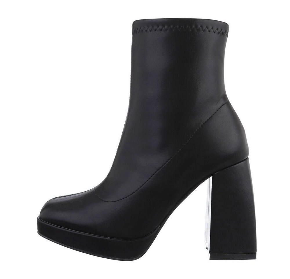 Ital-Design »Damen Freizeit« Stiefelette Blockabsatz High-Heel Stiefeletten in Schwarz