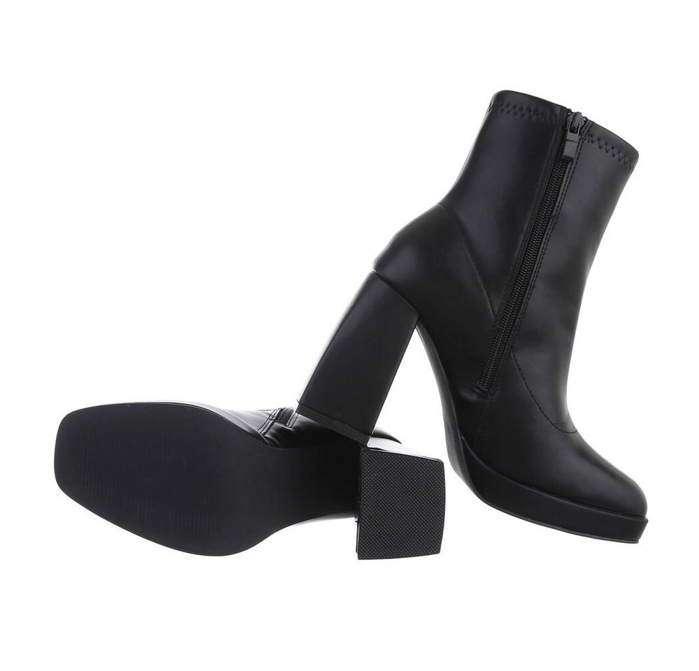 Ital-Design »Damen Freizeit« Stiefelette Blockabsatz High-Heel Stiefeletten in Schwarz