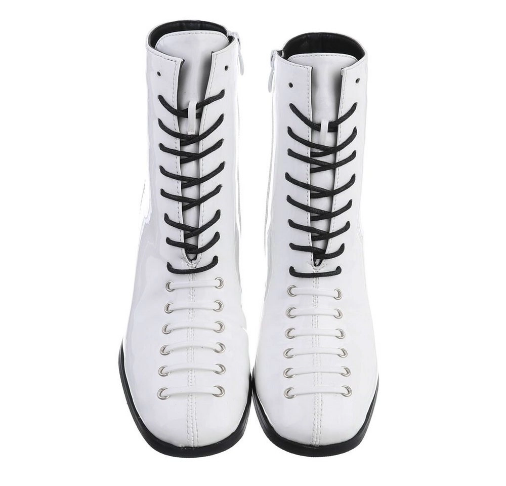 Ital-Design »Damen Party & Clubwear« Stiefelette Blockabsatz High-Heel Stiefeletten in Weiß