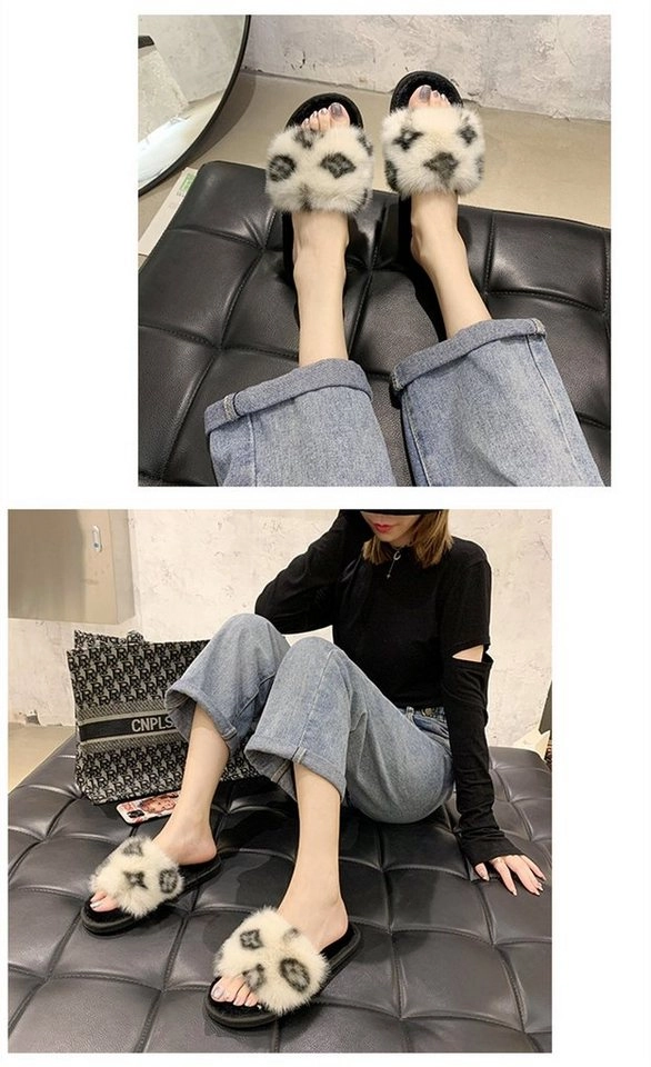 LÙSHIBÊ »Plüsch-Baumwoll-Pantoffeln, Kunstfell-Pantoffeln, Mode-Pantoffeln« Pantoffel