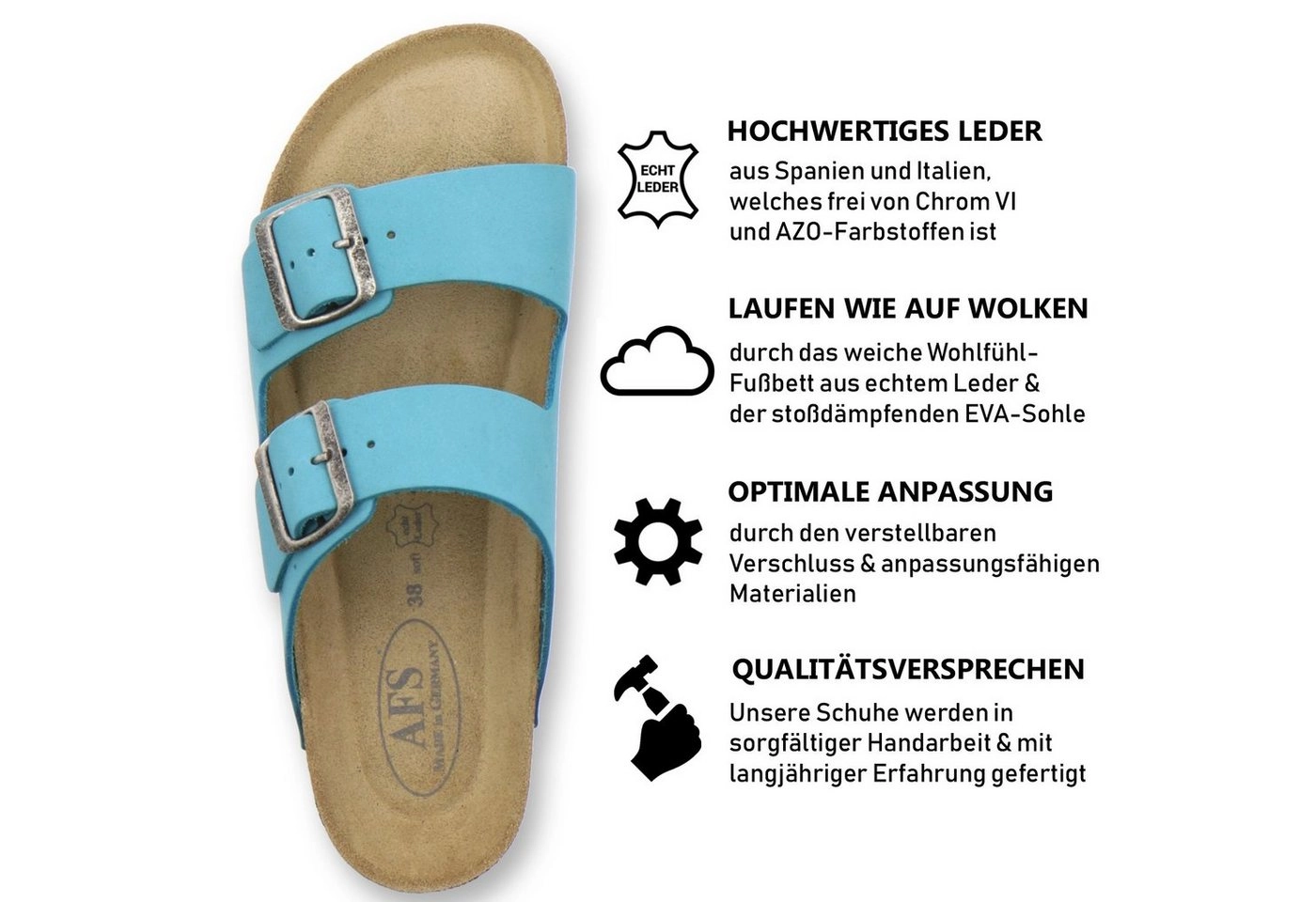 AFS-Schuhe »2100« Pantolette für Damen aus Leder mit Fussbett, Made in Germany