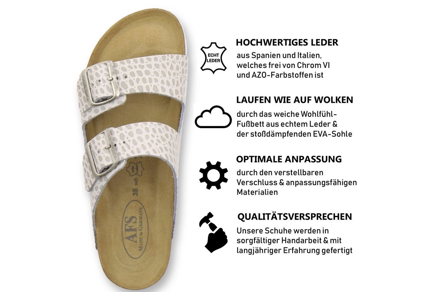 AFS-Schuhe »2100« Pantolette für Damen aus Leder mit Fussbett, Made in Germany