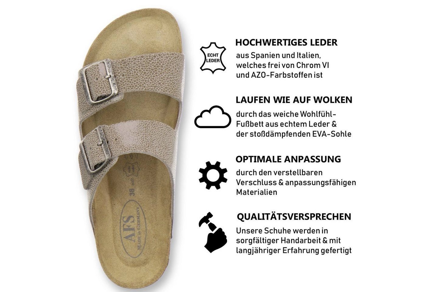 AFS-Schuhe »2100« Pantolette für Damen aus Leder mit Fussbett, Made in Germany