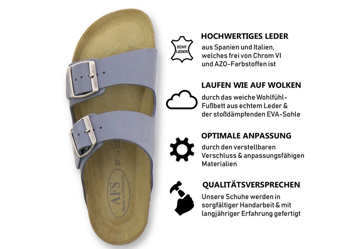 AFS-Schuhe »2100« Pantolette für Damen aus Leder mit Fussbett, Made in Germany