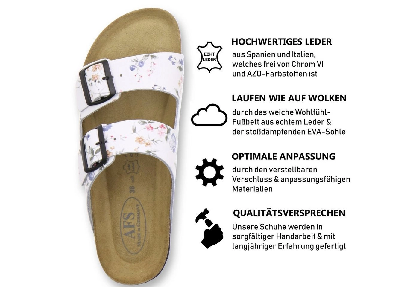 AFS-Schuhe »2100« Pantolette für Damen aus Leder mit Fussbett, Made in Germany