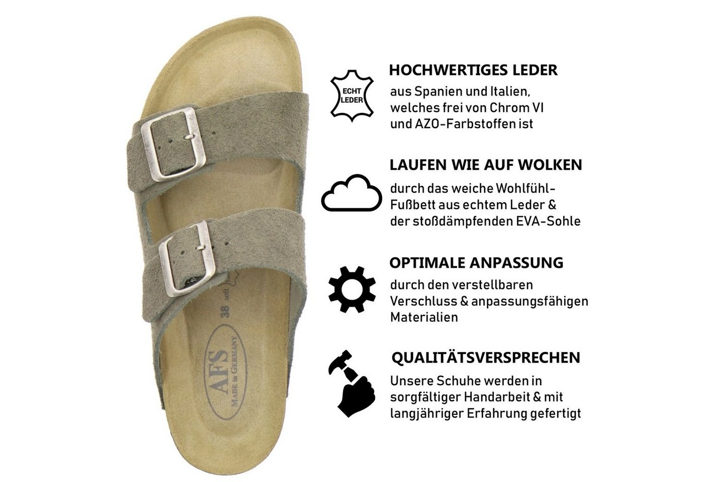 AFS-Schuhe »2100« Pantolette für Damen aus Leder mit Fussbett, Made in Germany