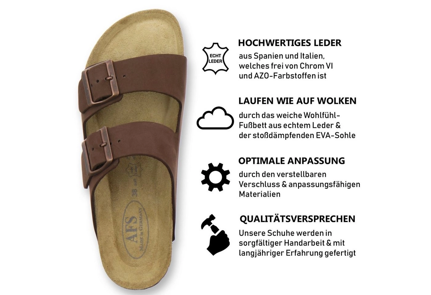 AFS-Schuhe »2100« Pantolette für Damen aus Leder mit Fussbett, Made in Germany