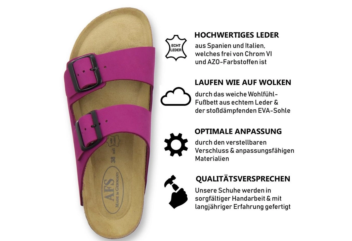 AFS-Schuhe »2100« Pantolette für Damen aus Leder mit Fussbett, Made in Germany