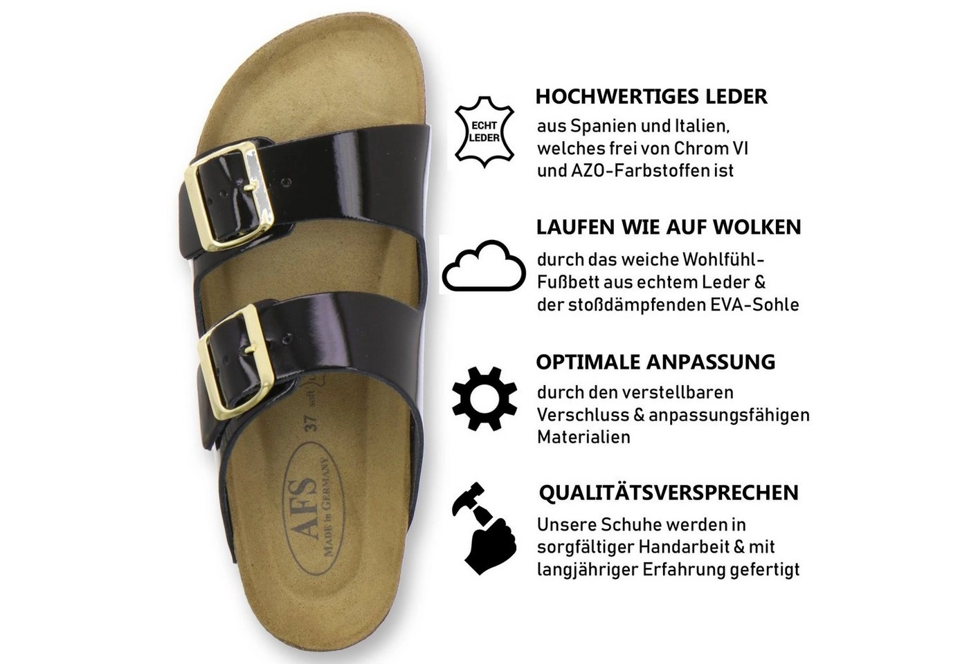 AFS-Schuhe »2100« Pantolette für Damen aus Leder mit Fussbett, Made in Germany