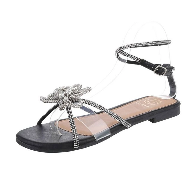 Ital-Design »Damen Abendschuhe Party & Clubwear« Sandalette Blockabsatz Riemchensandalen in Schwarz