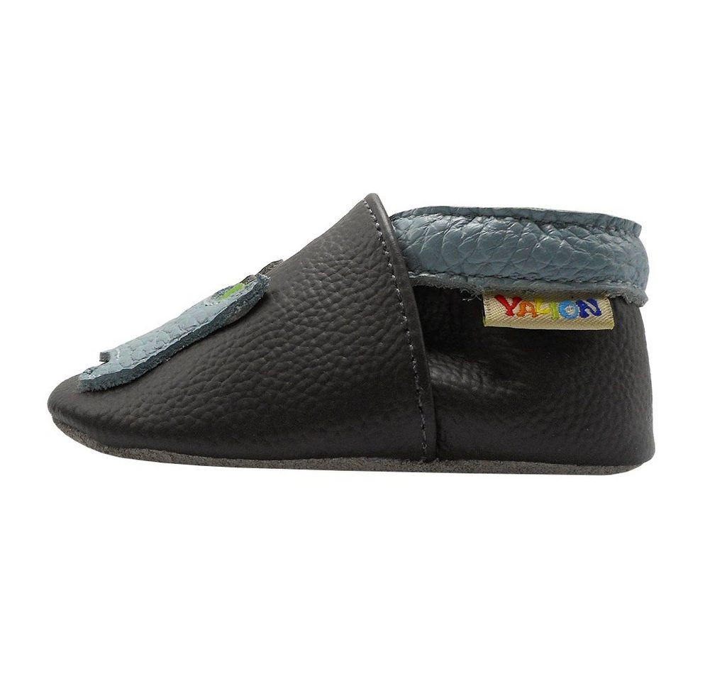 Yalion »Weiche Leder Krabbelschuhe Lauflernschuhe Hausschuhe Lederpuschen Dinosaurier Grau 100% Leder« Krabbelschuh