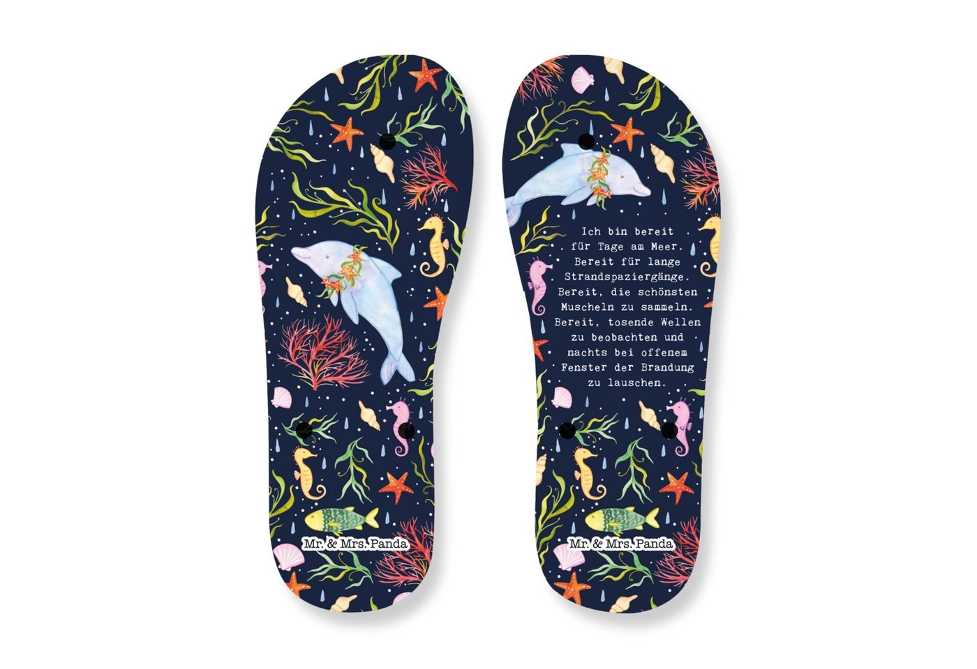 Mr. & Mrs. Panda »Unter dem Meer - Weiß - Badeschuhe, Badeschlappen, Sommerschuhe, Naturliebhaber, Abenteuer, Frühlings Deko, Sommer Deko, Zehentrenner, Sommer Look« Badeschuh (1-tlg)