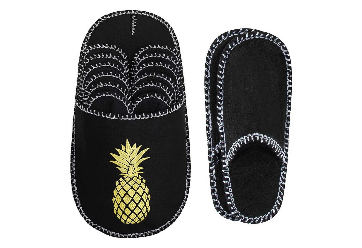 ONVAYA »ABS Gästepantoffel, Ananas, 6er Set, Antirutsch Sohle, Hausschuhe, Filzpantoffel, Gr. 36-45, schwarz / grau, Gästehausschuhe« Pantoffel