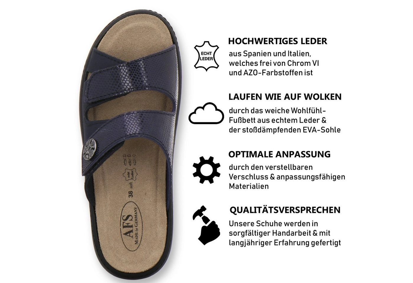 AFS-Schuhe »2808« Pantolette für Damen aus Leder mit Wechselfußbett, Made in Germany