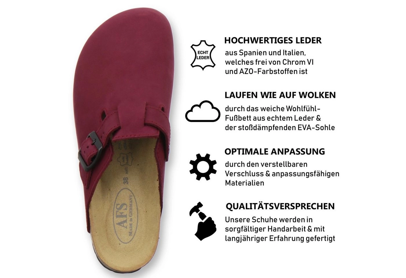 AFS-Schuhe »2900« Hausschuh für Damen aus Leder mit soft Fußbett, Made in Germany
