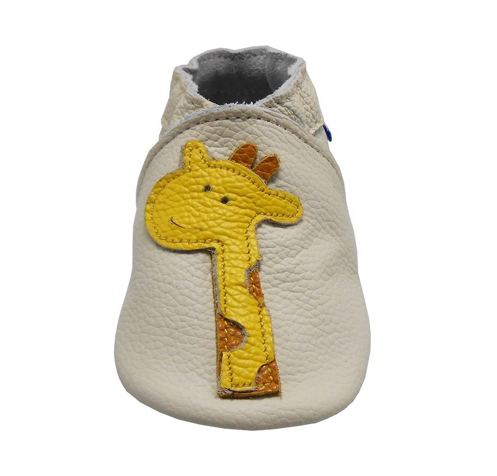 Yalion »Weiche Leder Lauflernschuhe Hausschuhe Lederpuschen Giraffe Weiss 100% Leder« Krabbelschuh