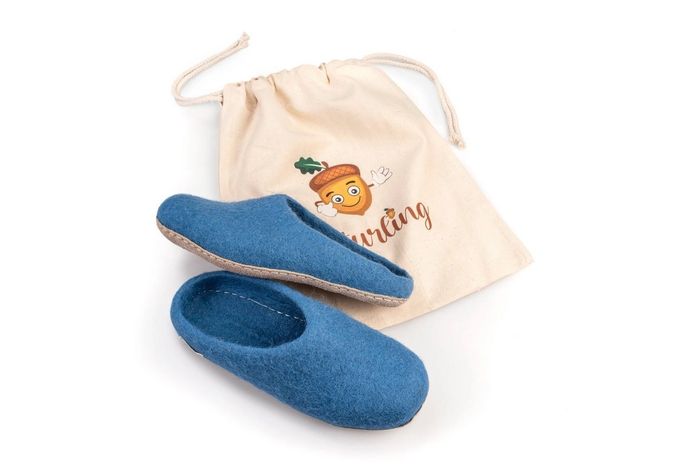 naturling »Filz Damen Slipper mit bequemer Ledersohle« Hausschuh für schmale Füße