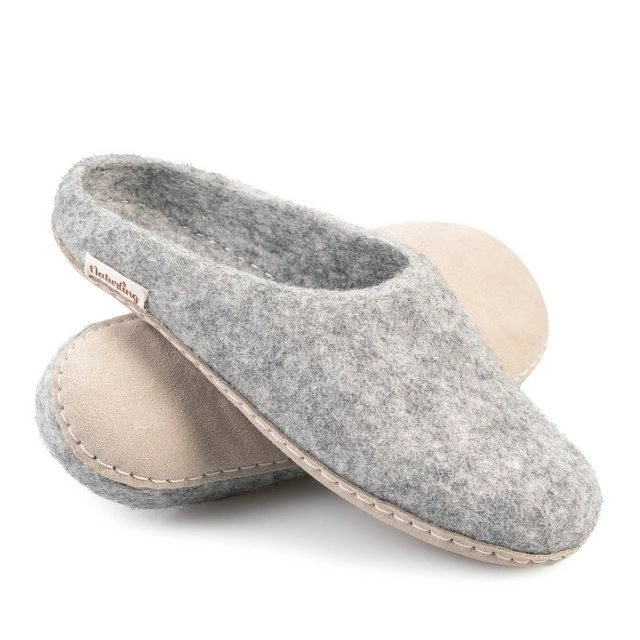 naturling »Filz Damen Slipper mit bequemer Ledersohle« Hausschuh für schmale Füße