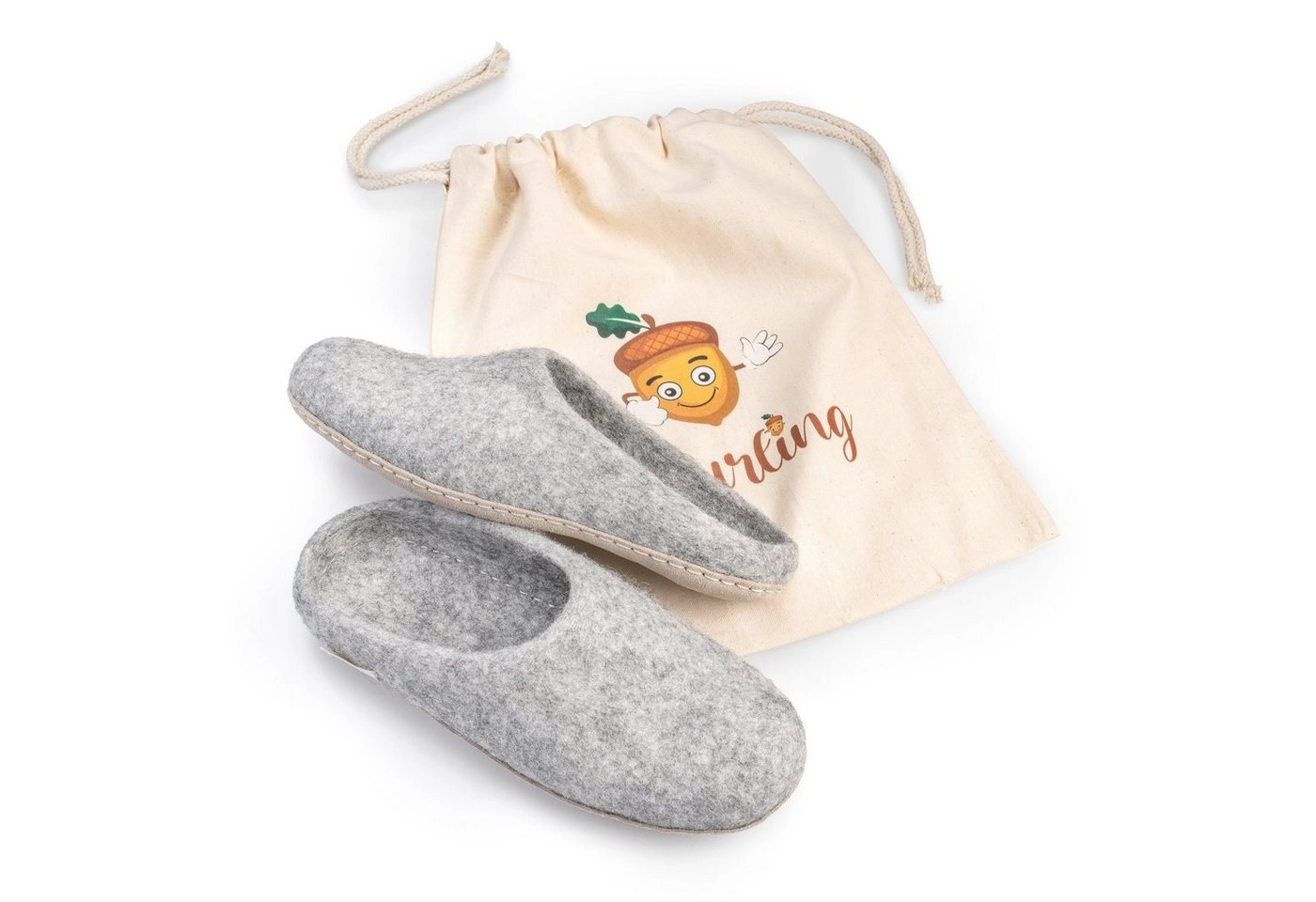naturling »Filz Damen Slipper mit bequemer Ledersohle« Hausschuh für schmale Füße