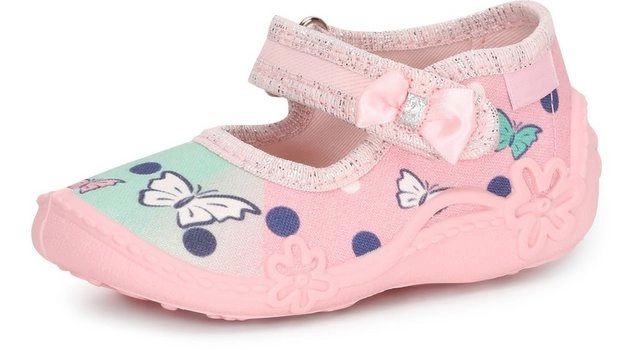 Ladeheid »Kinder Mädchen Hausschuhe mit Klettverschluss und Einlegesohlen LAVI0001 (Grau Rosa, 27 EU)« Hausschuh