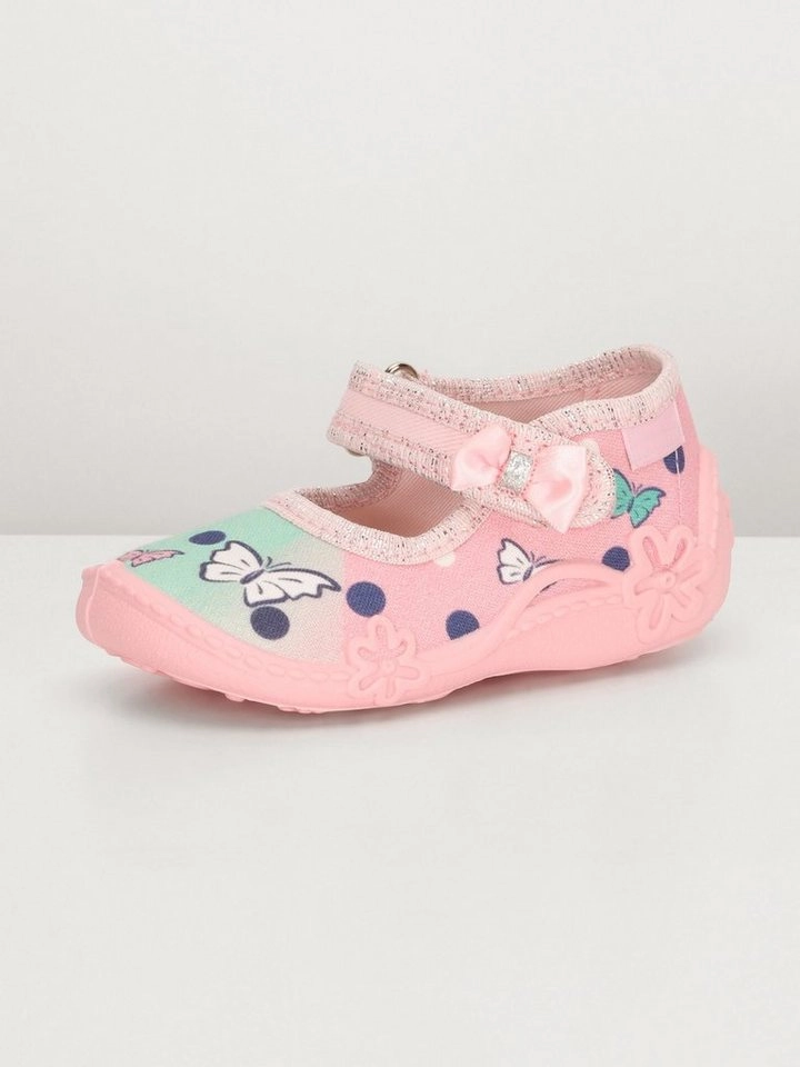 Ladeheid »Kinder Mädchen Hausschuhe mit Klettverschluss und Einlegesohlen LAVI0001 (Grau Rosa, 27 EU)« Hausschuh