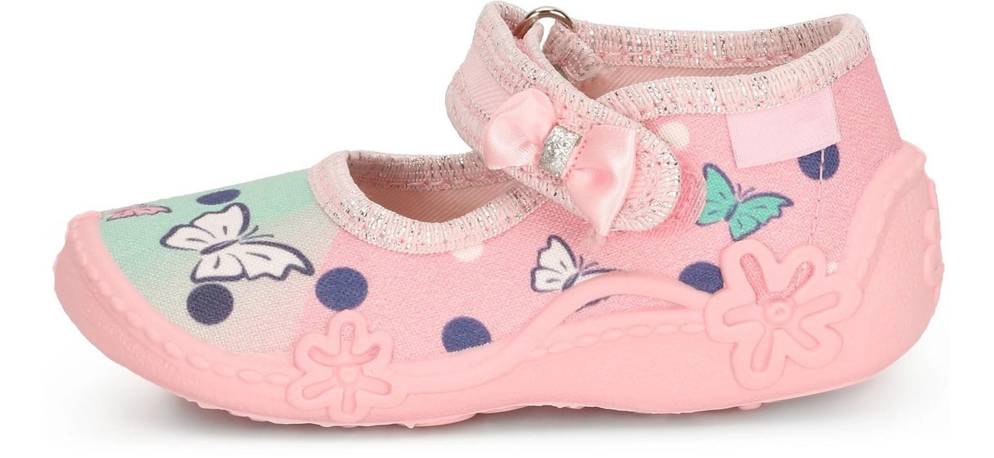 Ladeheid »Kinder Mädchen Hausschuhe mit Klettverschluss und Einlegesohlen LAVI0001 (Grau Rosa, 27 EU)« Hausschuh