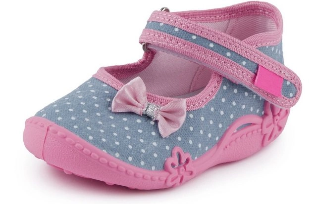 Ladeheid »Kinder Mädchen Hausschuhe mit Klettverschluss und Einlegesohlen LAVI0001 (Grau Rosa, 27 EU)« Hausschuh