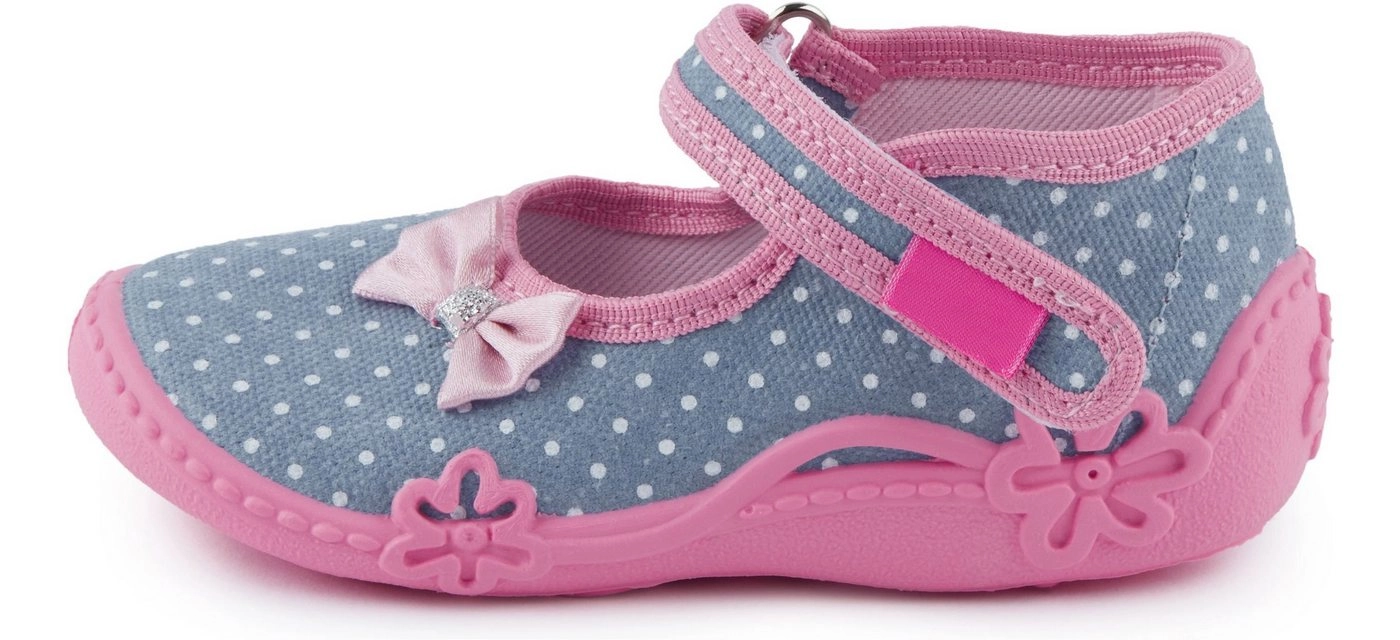 Ladeheid »Kinder Mädchen Hausschuhe mit Klettverschluss und Einlegesohlen LAVI0001 (Grau Rosa, 27 EU)« Hausschuh