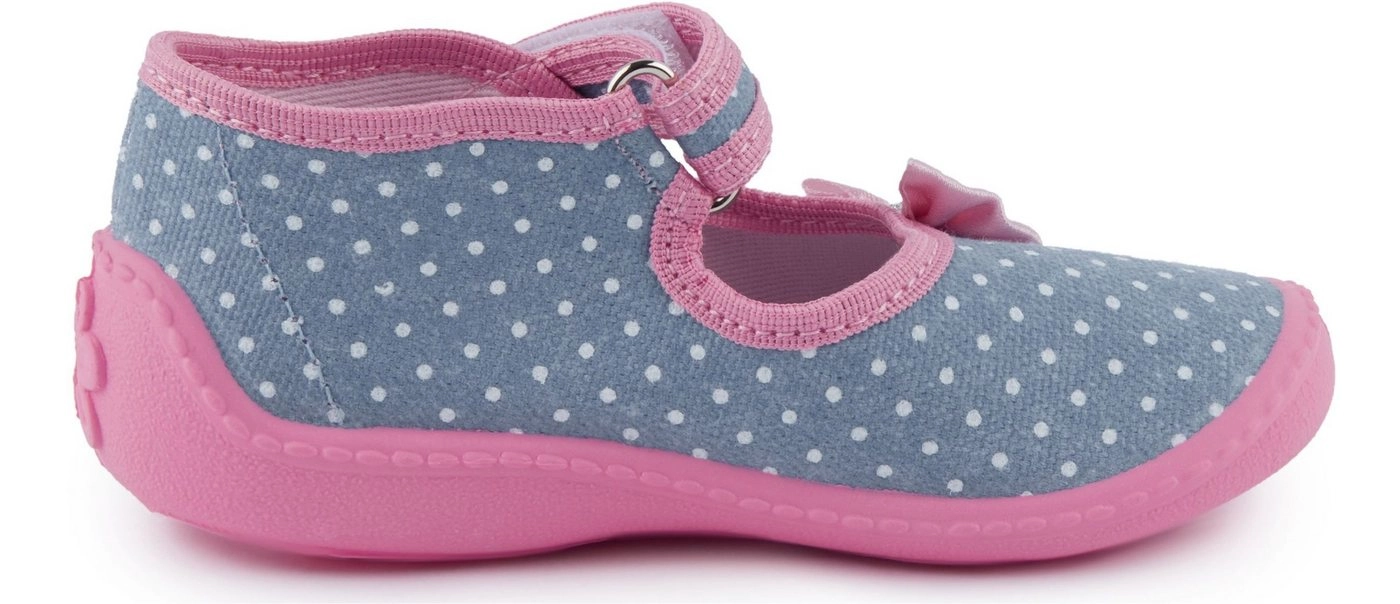 Ladeheid »Kinder Mädchen Hausschuhe mit Klettverschluss und Einlegesohlen LAVI0001 (Grau Rosa, 27 EU)« Hausschuh