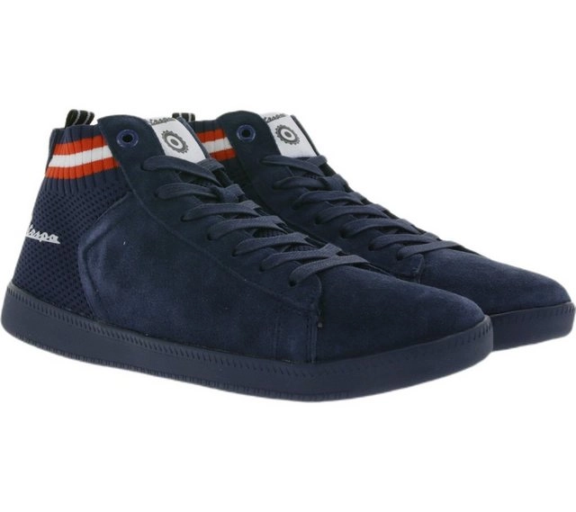 Vespa »Vespa Mid Top Turnschuhe Sneaker mit Echtleder-Anteil New Wave Freizeit-Schuhe Dunkelblau« Sneaker