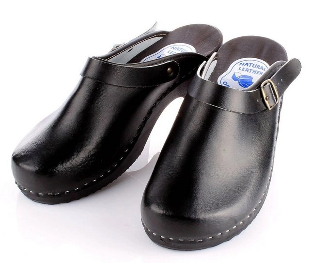 Cloque »Leder Schweden Holz Clogs in Schwarz Holzschuhe Pantoletten Sandalen 36 - 46« Clog Outdoor & Garten