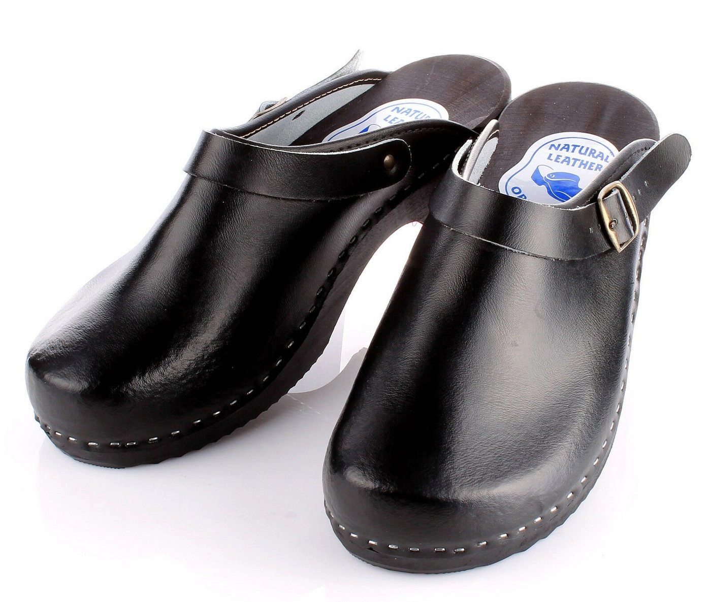 Cloque »Leder Schweden Holz Clogs in Schwarz Holzschuhe Pantoletten Sandalen 36 - 46« Clog Outdoor & Garten