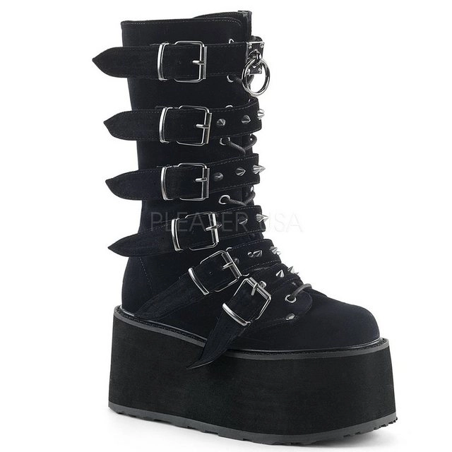 Demonia »Demonia Plateau Stiefel DAMNED-225 Schwarz Samt« High-Heel-Stiefel