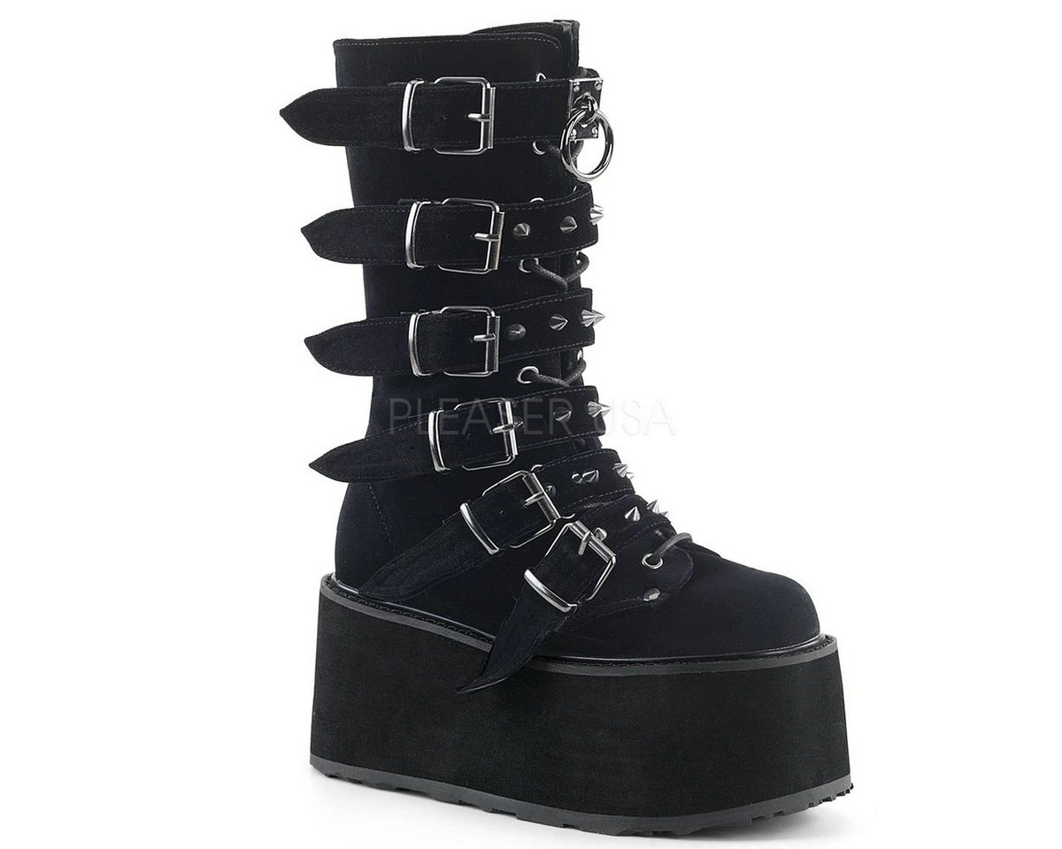 Demonia »Demonia Plateau Stiefel DAMNED-225 Schwarz Samt« High-Heel-Stiefel