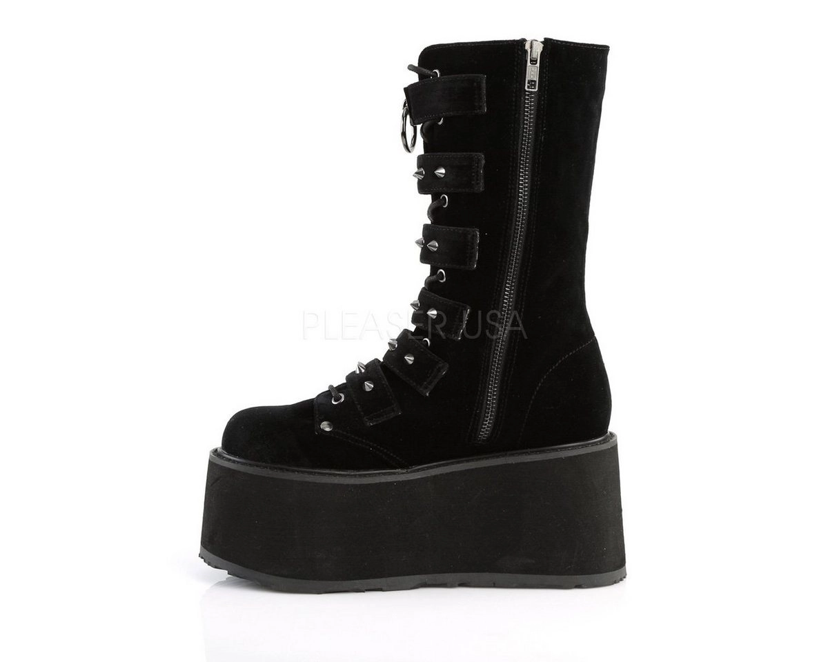 Demonia »Demonia Plateau Stiefel DAMNED-225 Schwarz Samt« High-Heel-Stiefel